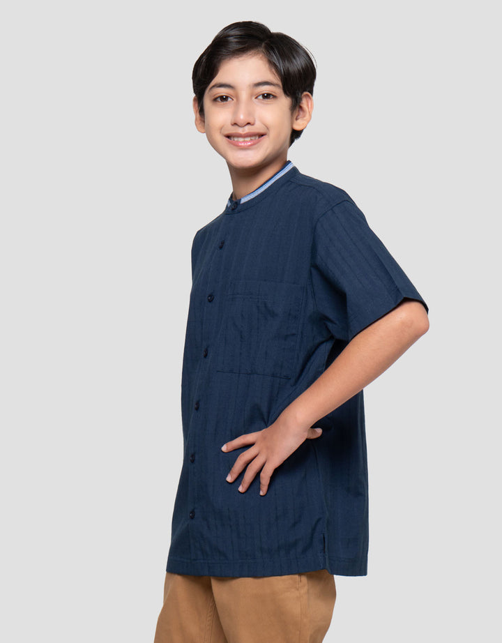 Nevada Casual Dobby Checks Kemeja Koko Anak Laki-laki