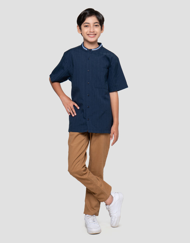 Nevada Casual Dobby Checks Kemeja Koko Anak Laki-laki