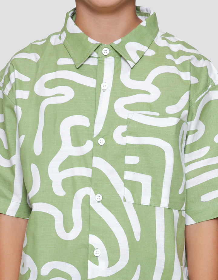 Nevada Casual Pocket Full Print Kemeja Anak Laki-laki