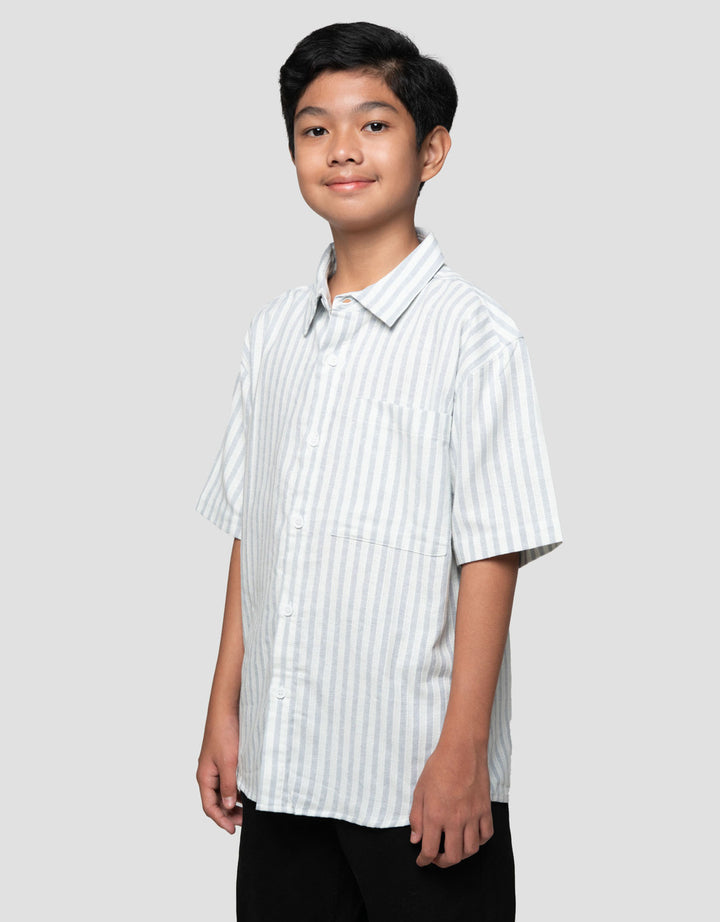 Nevada Casual Print Stripes Kemeja Anak Laki-laki