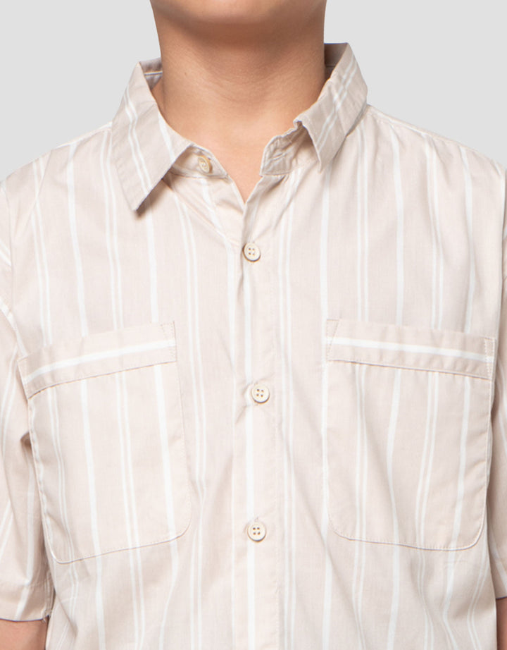 Nevada Half Buttoned Print Checks Kemeja Anak Laki-laki