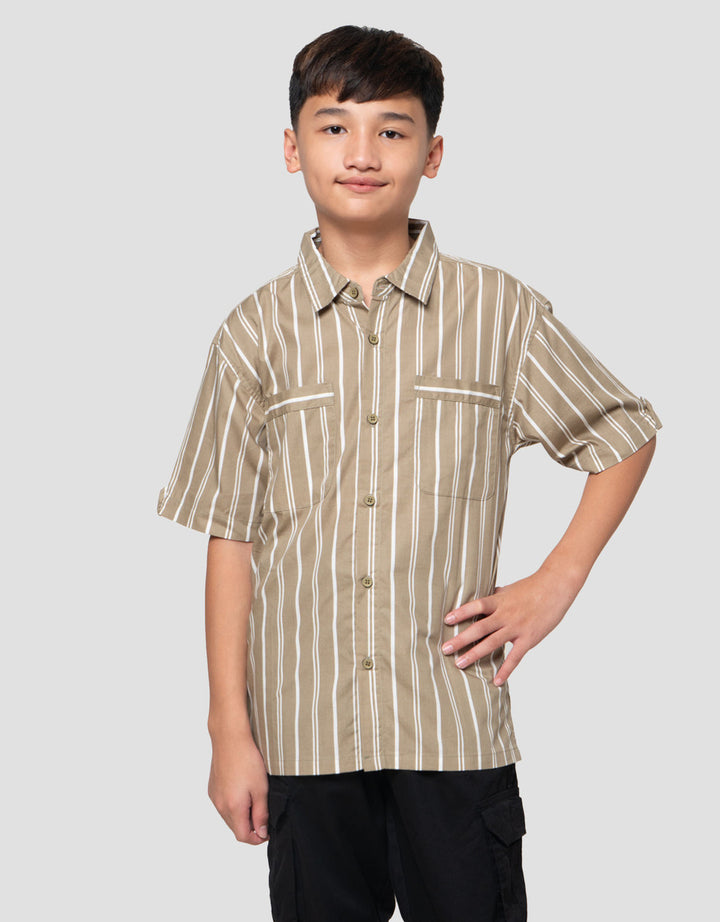 Nevada Half Buttoned Print Checks Kemeja Anak Laki-laki
