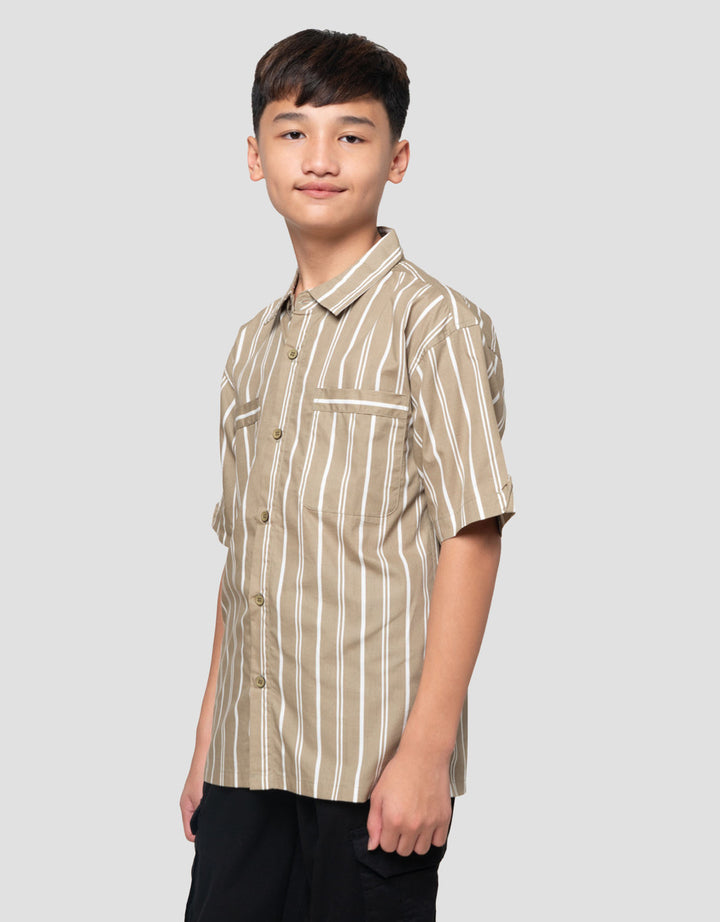 Nevada Half Buttoned Print Checks Kemeja Anak Laki-laki