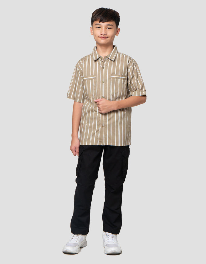 Nevada Half Buttoned Print Checks Kemeja Anak Laki-laki