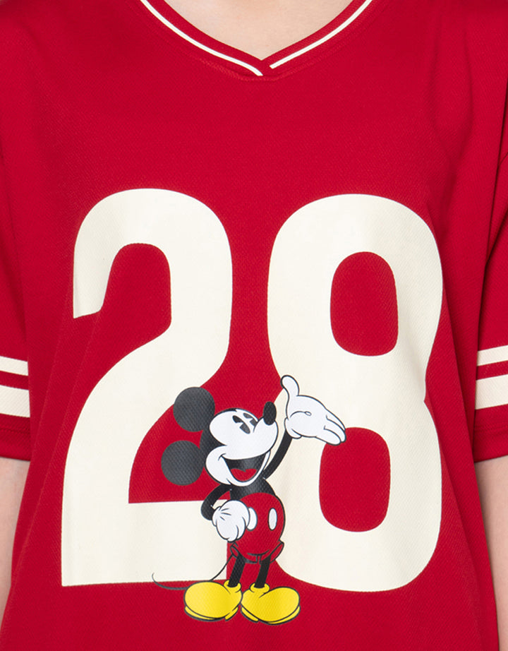 Disney Print Mickey Mouse Kaos Oversize Wanita