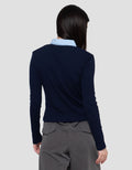 Nevada Solid Rib Woven Collar Kaos Wanita