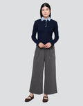 Nevada Solid Rib Woven Collar Kaos Wanita