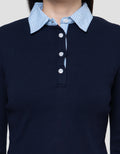 Nevada Solid Rib Woven Collar Kaos Wanita