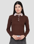 Nevada Solid Rib Woven Collar Kaos Wanita