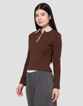 Nevada Solid Rib Woven Collar Kaos Wanita