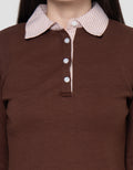 Nevada Solid Rib Woven Collar Kaos Wanita