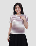 Nevada Print Stripe Stripe Kaos Wanita