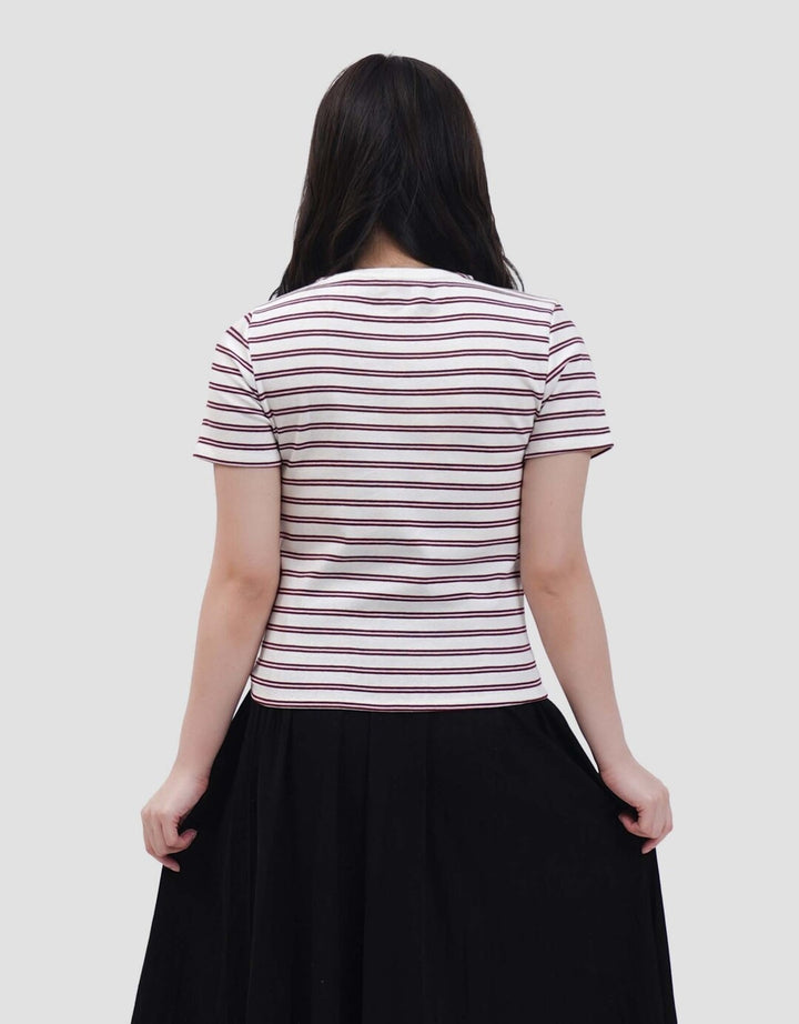 Nevada Print Stripe Stripe Kaos Wanita