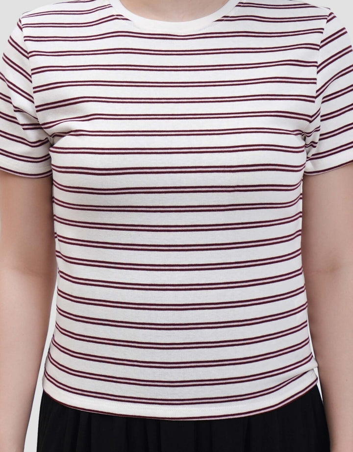 Nevada Print Stripe Stripe Kaos Wanita