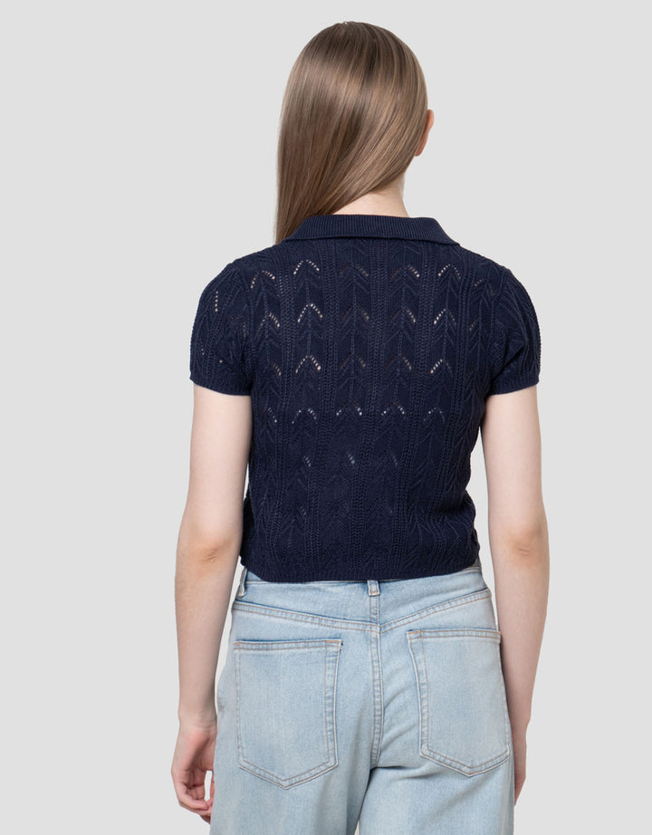 Nevada Flat Knit Textured Kaos CropWanita