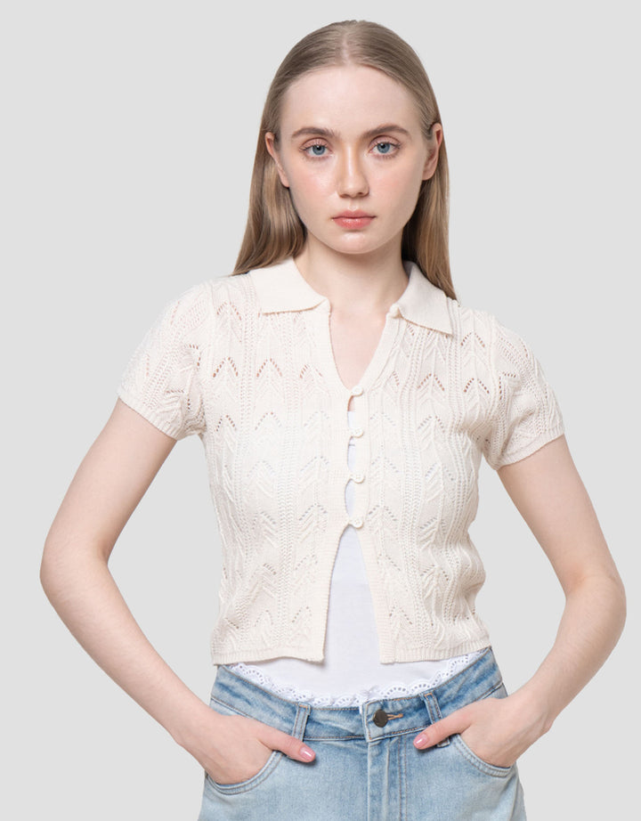 Nevada Flat Knit Textured Kaos CropWanita