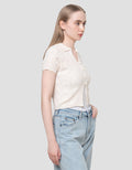 Nevada Flat Knit Textured Kaos CropWanita