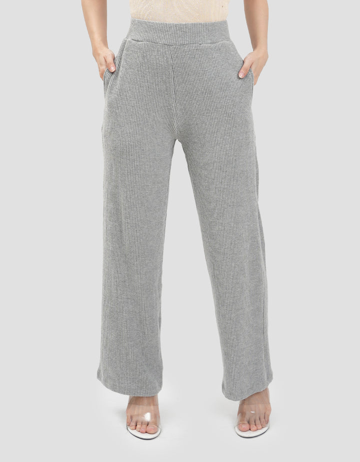 Nevada Sueding Knit Wide Leg Celana Panjang Wanita