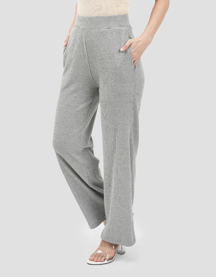 Nevada Sueding Knit Wide Leg Celana Panjang Wanita