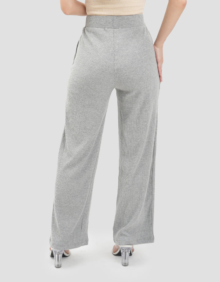 Nevada Sueding Knit Wide Leg Celana Panjang Wanita