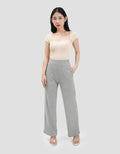 Nevada Sueding Knit Wide Leg Celana Panjang Wanita