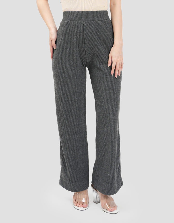 Nevada Sueding Knit Wide Leg Celana Panjang Wanita