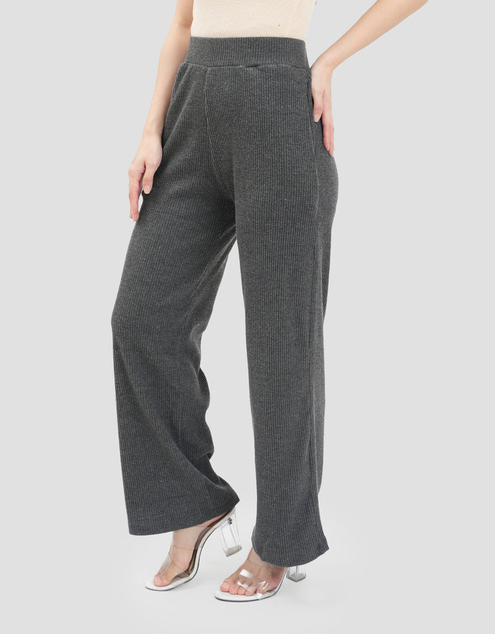 Nevada Sueding Knit Wide Leg Celana Panjang Wanita