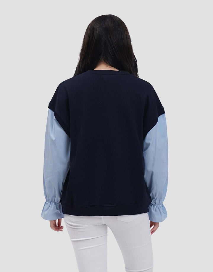 Nevada Babyterry Reg Comb Woven Ruffle Sweater Wanita