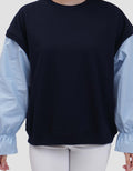 Nevada Babyterry Reg Comb Woven Ruffle Sweater Wanita