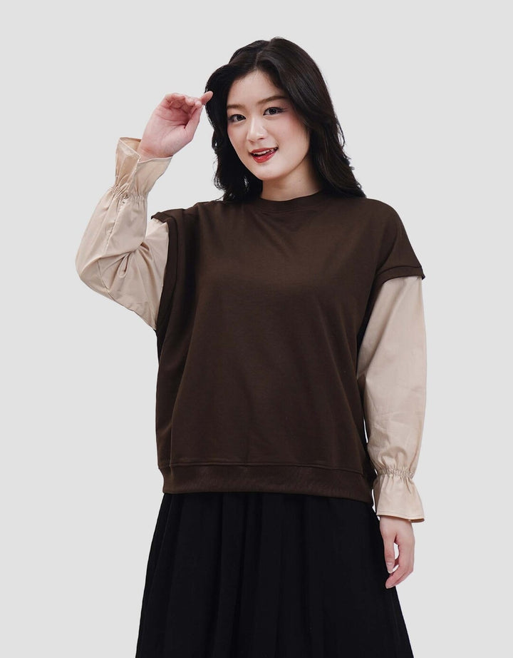 Nevada Babyterry Reg Comb Woven Ruffle Sweater Wanita