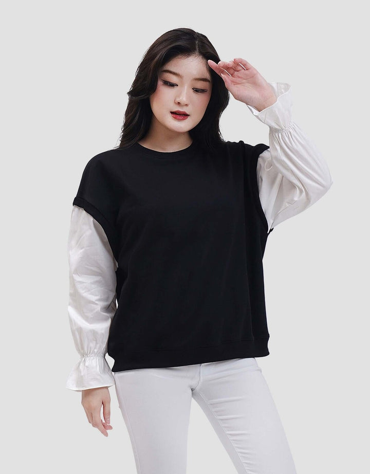 Nevada Babyterry Reg Comb Woven Ruffle Sweater Wanita