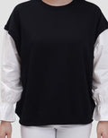 Nevada Babyterry Reg Comb Woven Ruffle Sweater Wanita
