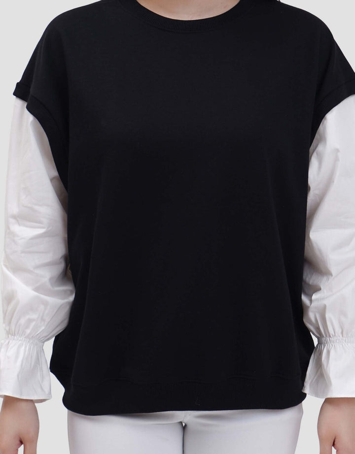 Nevada Babyterry Reg Comb Woven Ruffle Sweater Wanita