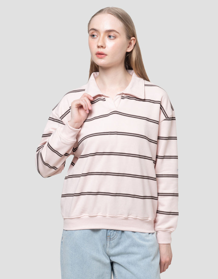 Nevada Reg French Collar Stripe Sweater Wanita