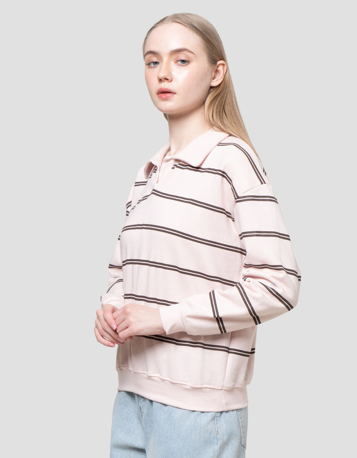 Nevada Reg French Collar Stripe Sweater Wanita