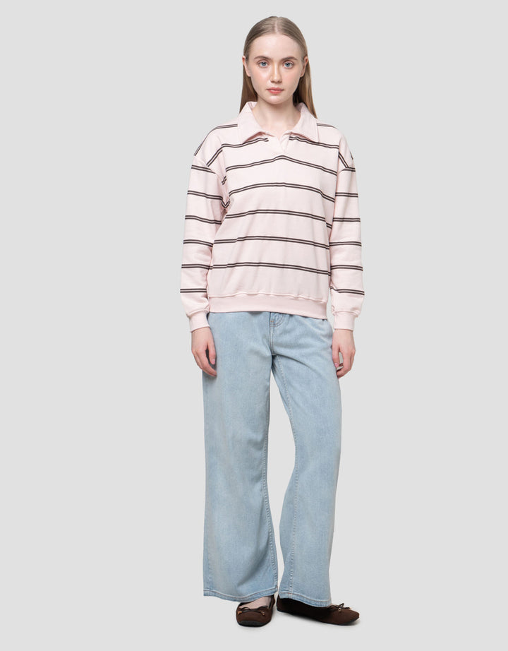 Nevada Reg French Collar Stripe Sweater Wanita