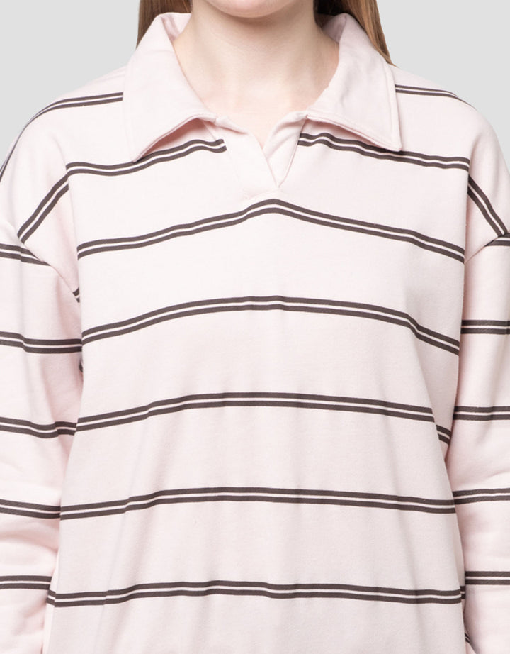 Nevada Reg French Collar Stripe Sweater Wanita