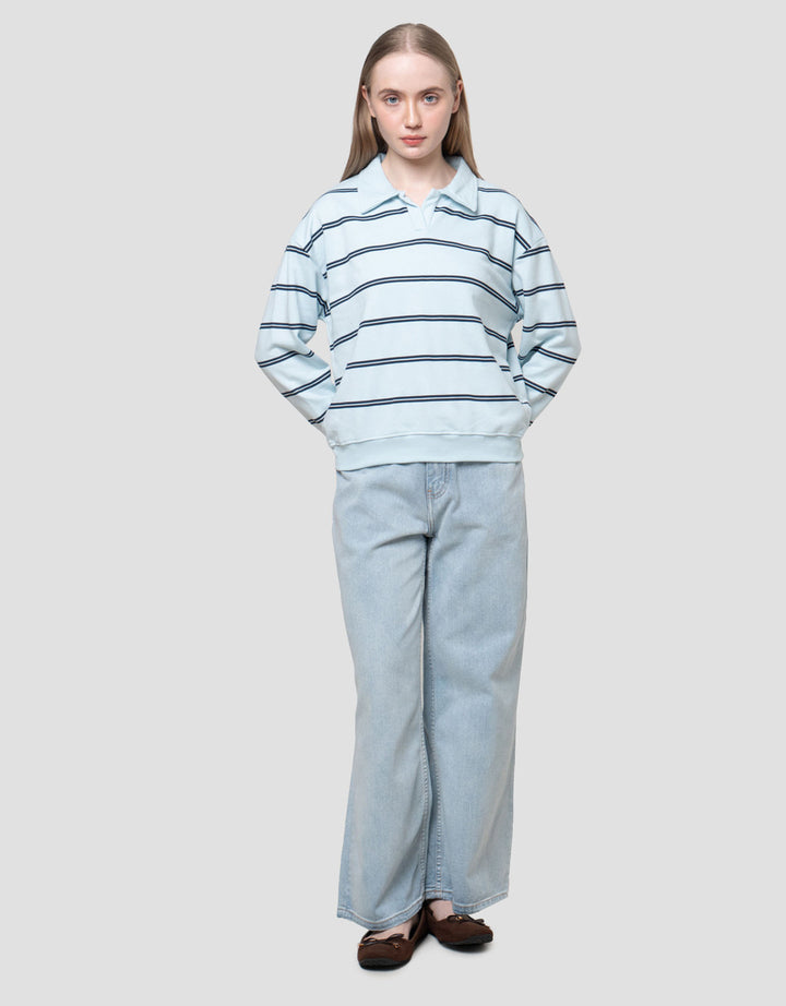 Nevada Reg French Collar Stripe Sweater Wanita