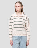 Nevada Reg French Collar Stripe Sweater Wanita