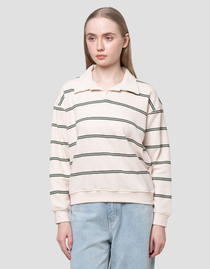 Nevada Reg French Collar Stripe Sweater Wanita