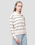 Nevada Reg French Collar Stripe Sweater Wanita