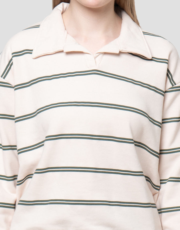 Nevada Reg French Collar Stripe Sweater Wanita