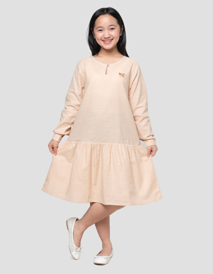 Nevada Ribbon Accent Midi Dress Woven Anak Perempuan