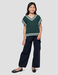 Nevada Rajut Cable Knit Stripe Vest Anak Perempuan