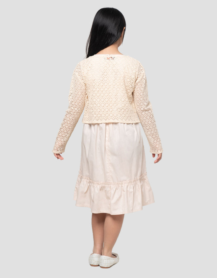 Nevada Woven With Cardigan Rajut Midi Dress Anak Perempuan