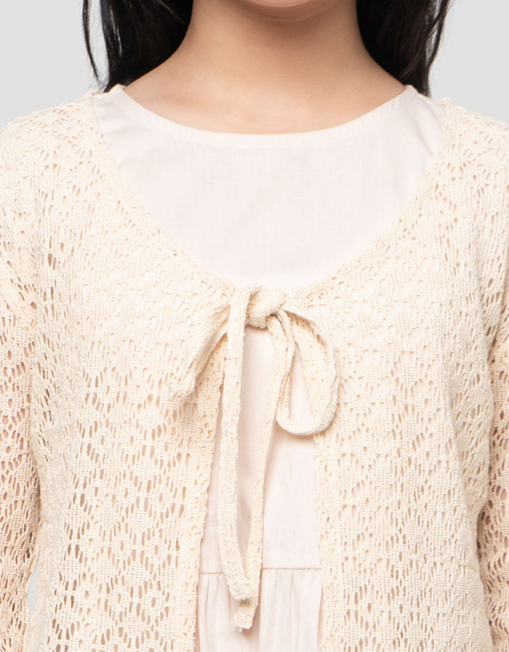 Nevada Woven With Cardigan Rajut Midi Dress Anak Perempuan