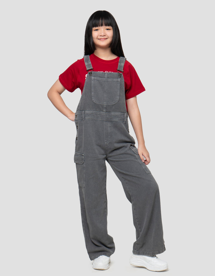 Nevada Kantong Jumpusuit Denim Anak Perempuan