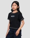 Nevada Rib Contrast Stitching Bordir Kaos Anak Perempuan