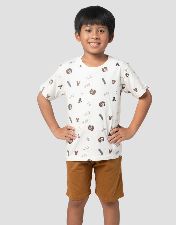 Little M Lion Skate Fullprint Pakaian Setelan Anak Laki-laki