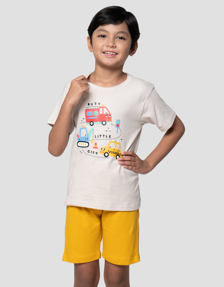 Little M Transport Busy Little Car Pakaian Setelan Anak Laki-laki